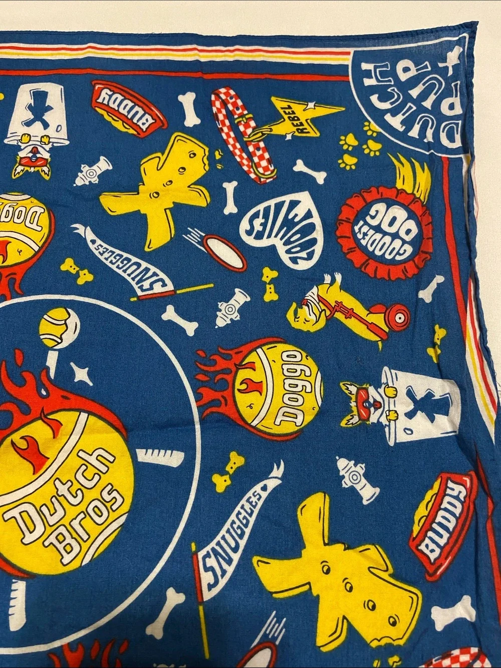 Dutch Bros Navy Blue Bandana with Yellow & Red Accents